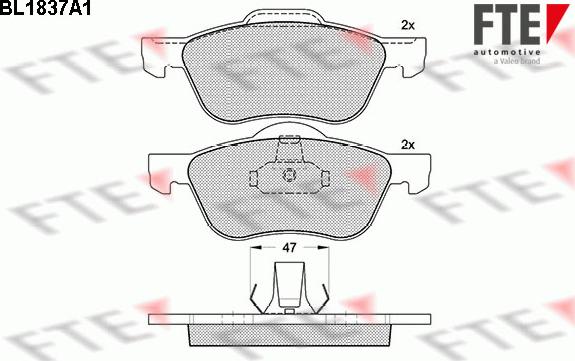 FTE BL1837A1 - Kit de plaquettes de frein, frein à disque cwaw.fr