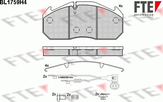 FTE BL1759H4 - Kit de plaquettes de frein, frein à disque cwaw.fr