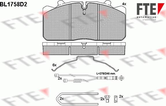 FTE BL1758D2 - Kit de plaquettes de frein, frein à disque cwaw.fr