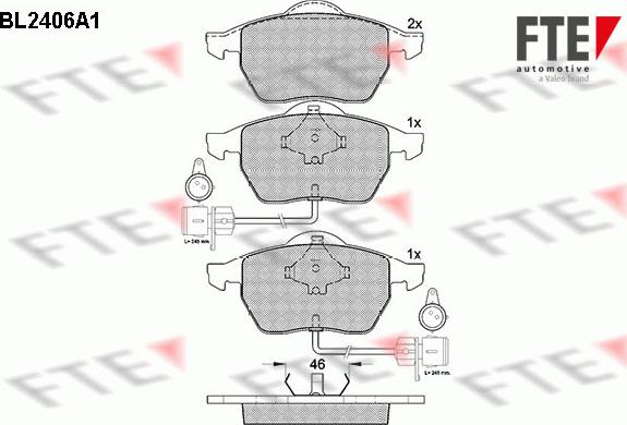 FTE BL2406A1 - Kit de plaquettes de frein, frein à disque cwaw.fr