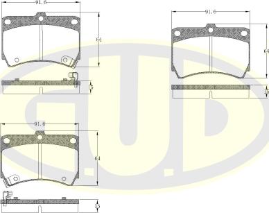 G.U.D. GBP021242 - Kit de plaquettes de frein, frein à disque cwaw.fr