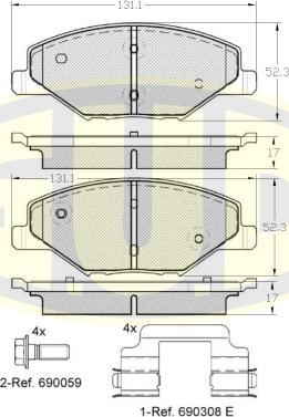 G.U.D. GBP155300 - Kit de plaquettes de frein, frein à disque cwaw.fr