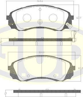 G.U.D. GBP129102 - Kit de plaquettes de frein, frein à disque cwaw.fr