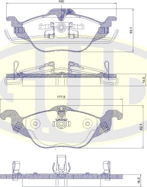 G.U.D. GBP880143 - Kit de plaquettes de frein, frein à disque cwaw.fr