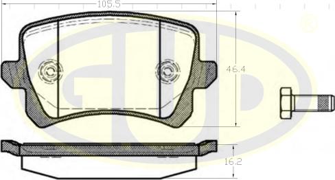 G.U.D. GBP880162 - Kit de plaquettes de frein, frein à disque cwaw.fr