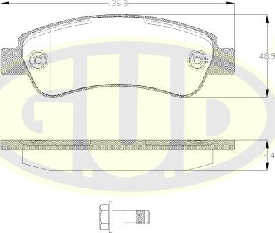 G.U.D. GBP880129 - Kit de plaquettes de frein, frein à disque cwaw.fr