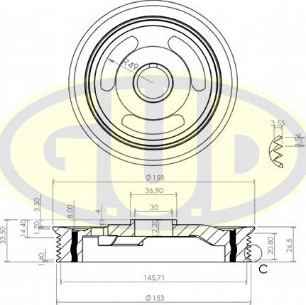 G.U.D. GCP702051 - Poulie, vilebrequin cwaw.fr