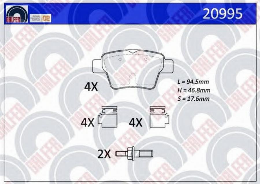 Galfer 20995 - Kit de plaquettes de frein, frein à disque cwaw.fr