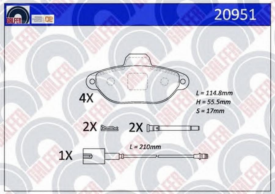 Galfer 20951 - Kit de plaquettes de frein, frein à disque cwaw.fr