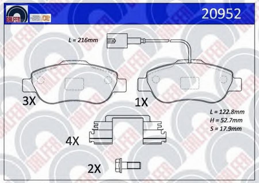 Galfer 20952 - Kit de plaquettes de frein, frein à disque cwaw.fr