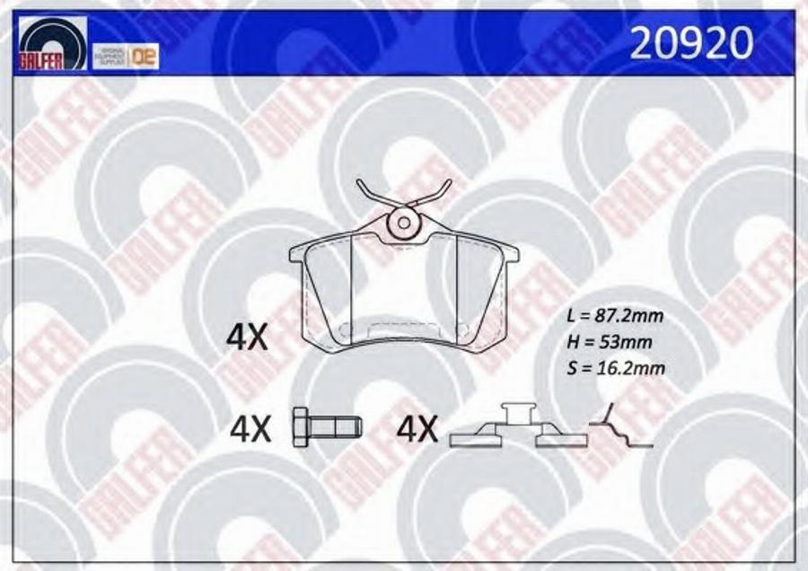 Galfer 20920 - Kit de plaquettes de frein, frein à disque cwaw.fr