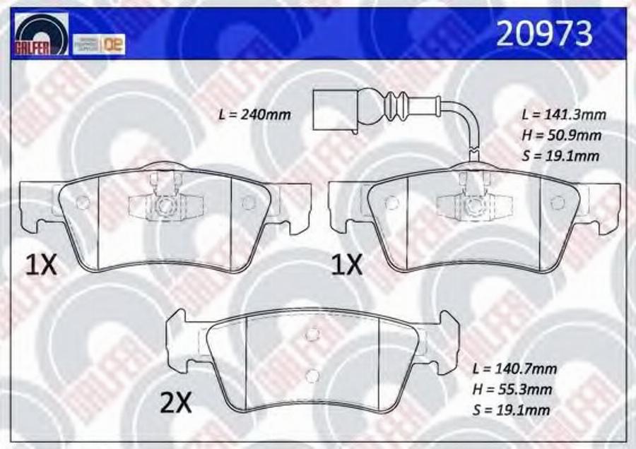 Galfer 20973 - Kit de plaquettes de frein, frein à disque cwaw.fr