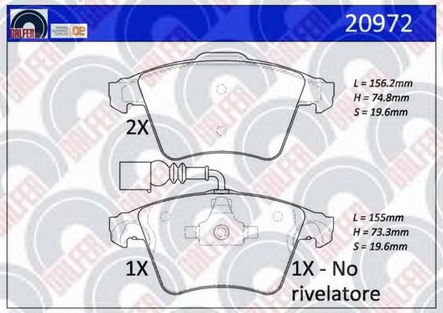 Galfer 20972 - Kit de plaquettes de frein, frein à disque cwaw.fr