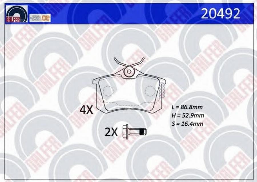 Galfer 20492 - Kit de plaquettes de frein, frein à disque cwaw.fr