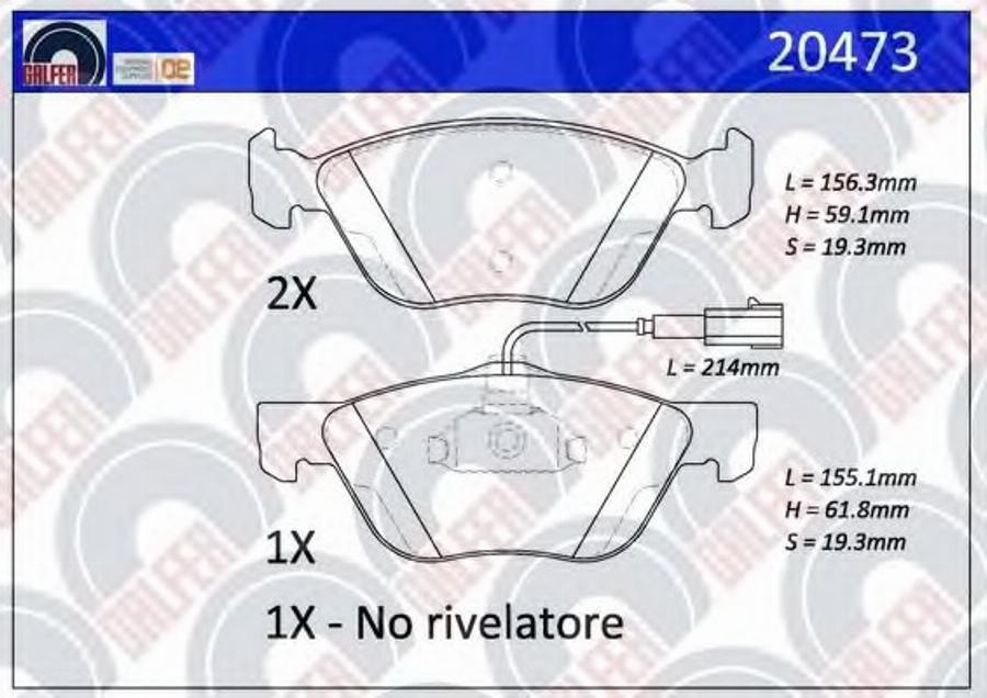 Galfer 20473 - Kit de plaquettes de frein, frein à disque cwaw.fr