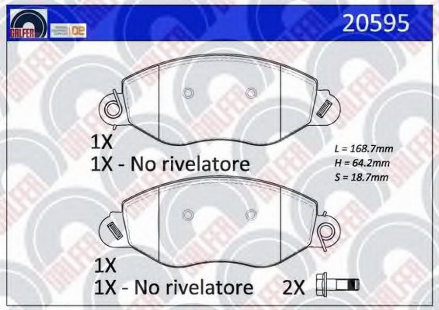 Galfer 20595 - Kit de plaquettes de frein, frein à disque cwaw.fr