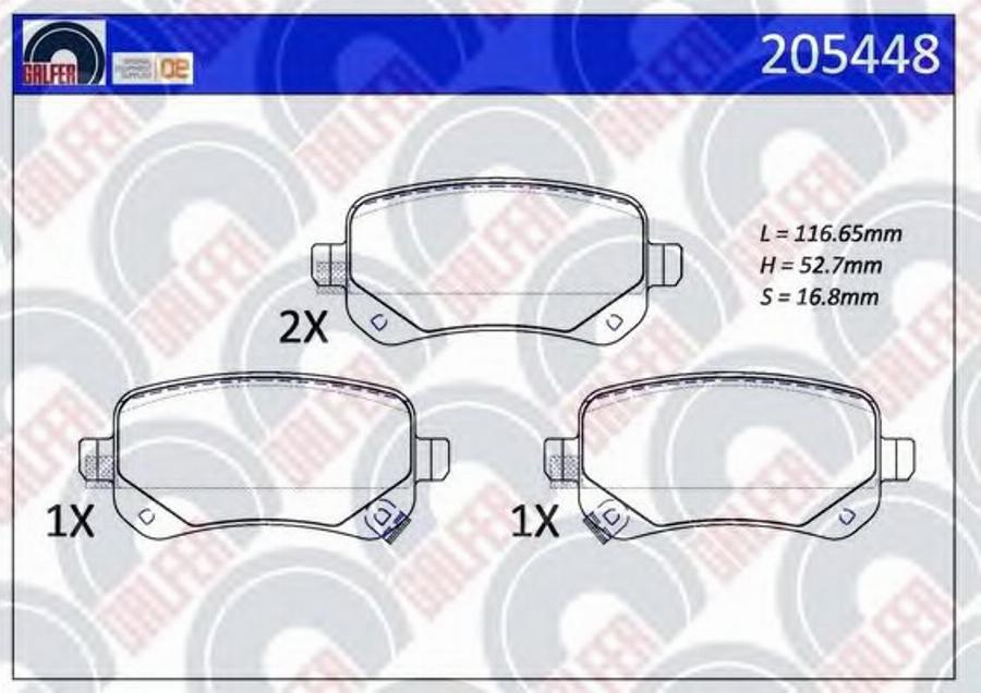 Galfer 205448 - Kit de plaquettes de frein, frein à disque cwaw.fr