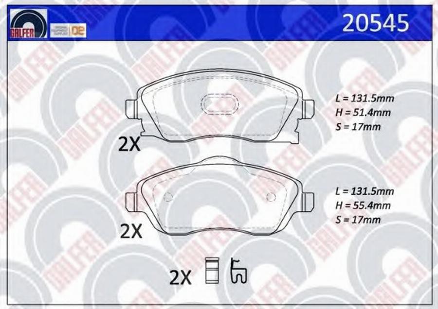 Galfer 20545 - Kit de plaquettes de frein, frein à disque cwaw.fr