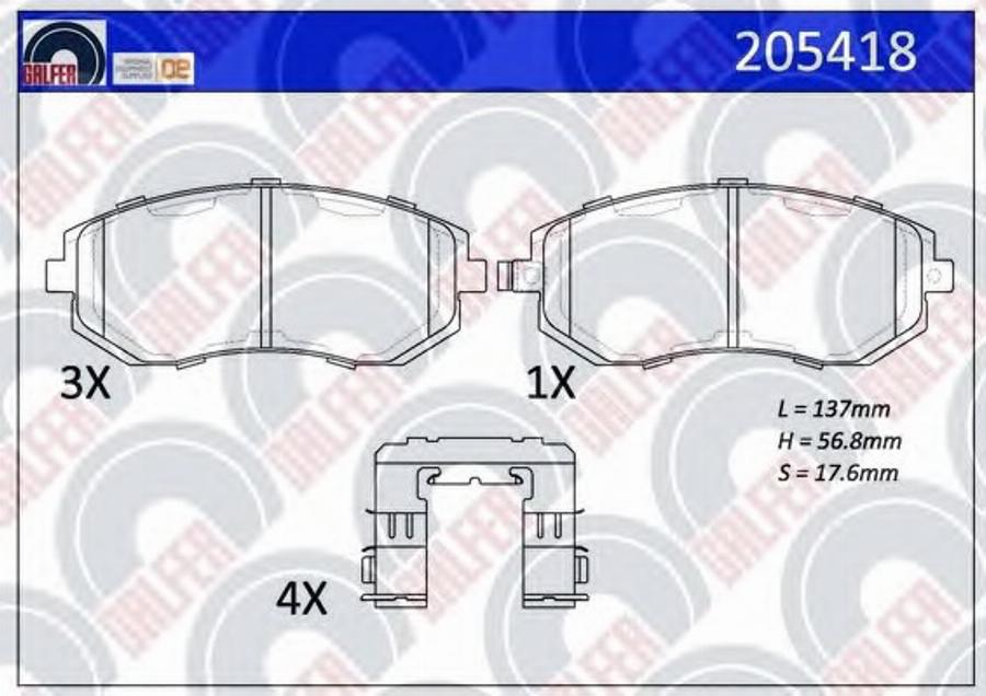 Galfer 205418 - Kit de plaquettes de frein, frein à disque cwaw.fr