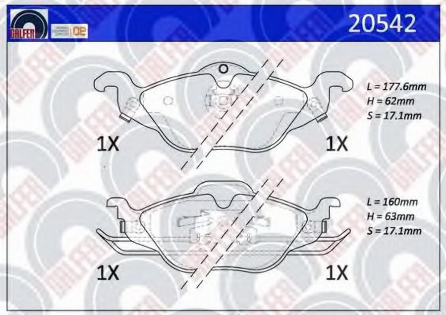 Galfer 20542 - Kit de plaquettes de frein, frein à disque cwaw.fr