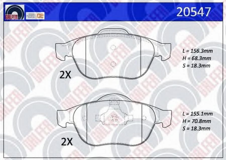 Galfer 20547 - Kit de plaquettes de frein, frein à disque cwaw.fr