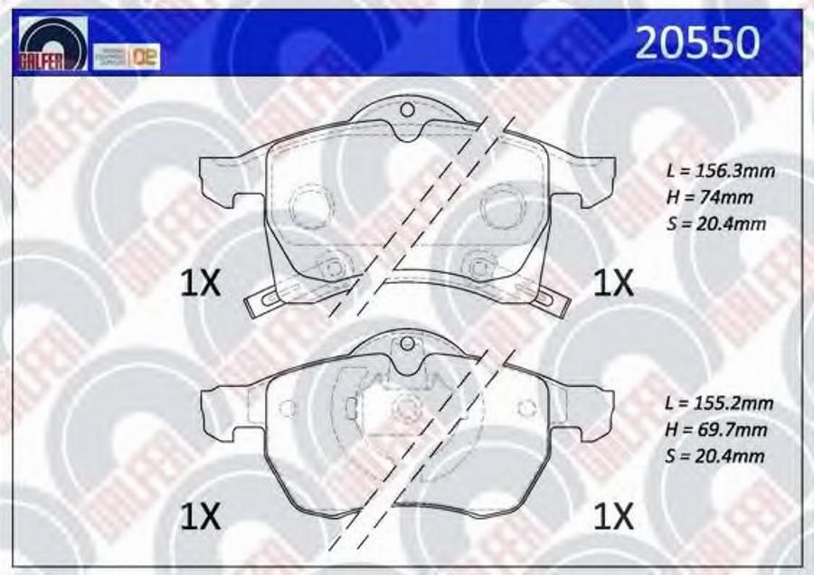 Galfer 20550 - Kit de plaquettes de frein, frein à disque cwaw.fr