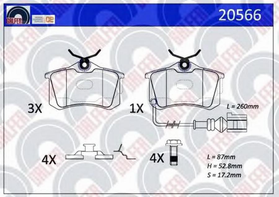 Galfer 20566 - Kit de plaquettes de frein, frein à disque cwaw.fr