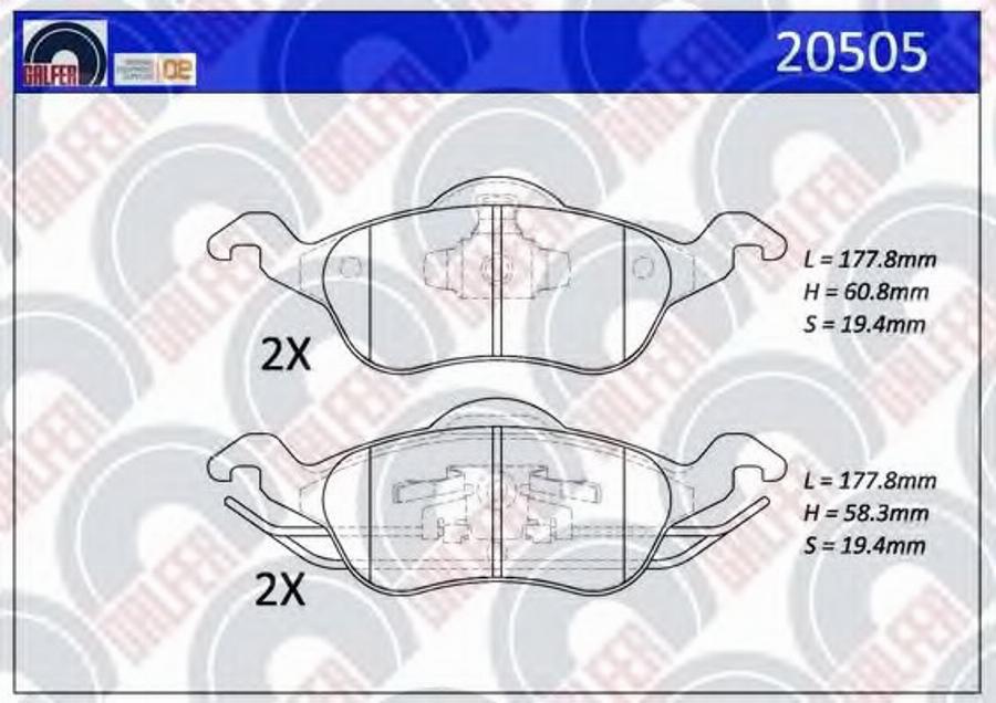 Galfer 20505 - Kit de plaquettes de frein, frein à disque cwaw.fr