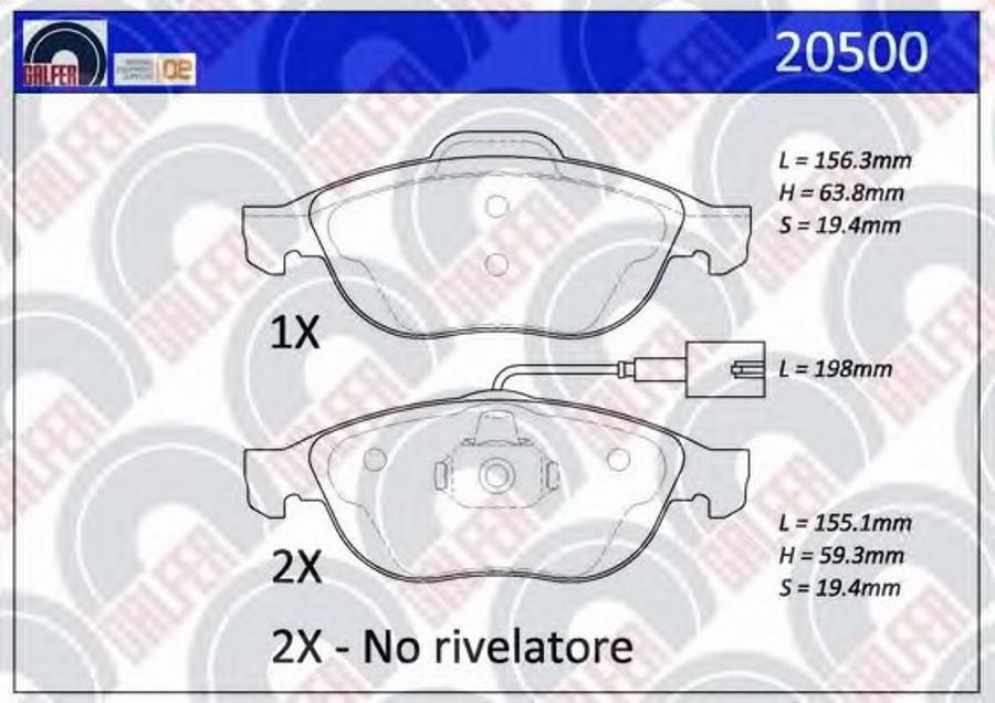 Galfer 20500 - Kit de plaquettes de frein, frein à disque cwaw.fr