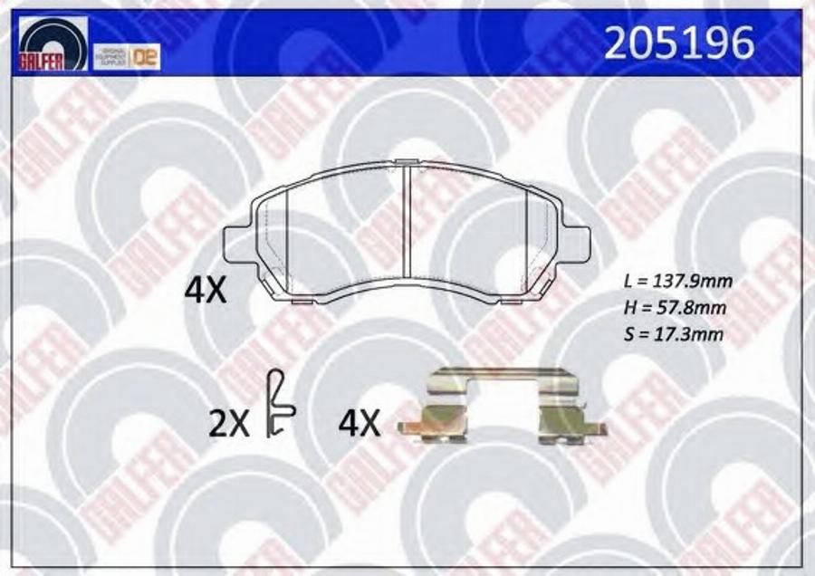 Galfer 205196 - Kit de plaquettes de frein, frein à disque cwaw.fr