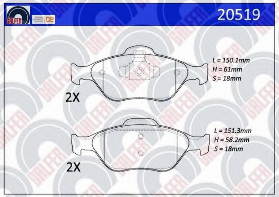 Galfer 20519 - Kit de plaquettes de frein, frein à disque cwaw.fr