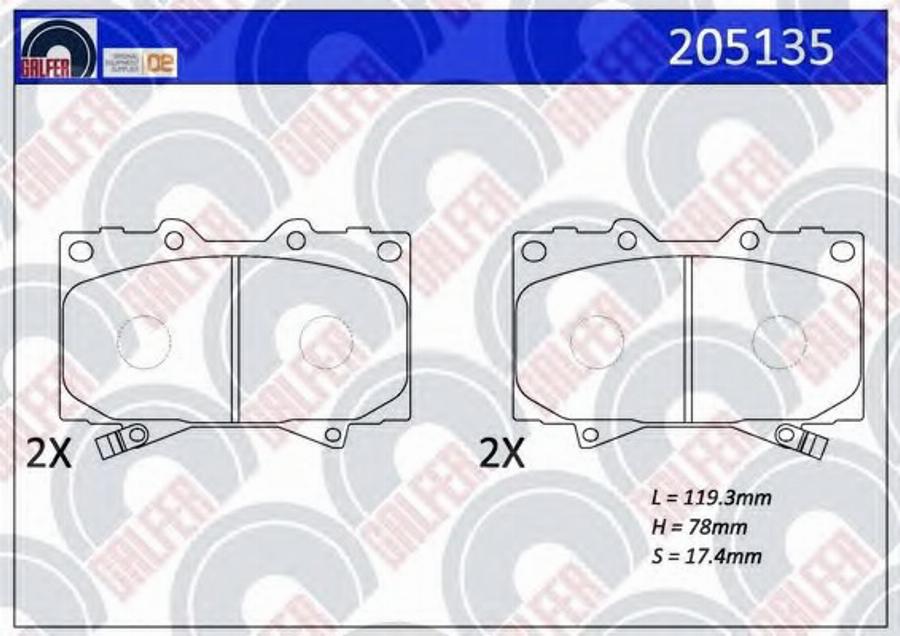 Galfer 205135 - Kit de plaquettes de frein, frein à disque cwaw.fr