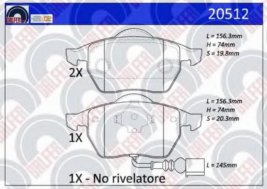 Galfer 20512 - Kit de plaquettes de frein, frein à disque cwaw.fr