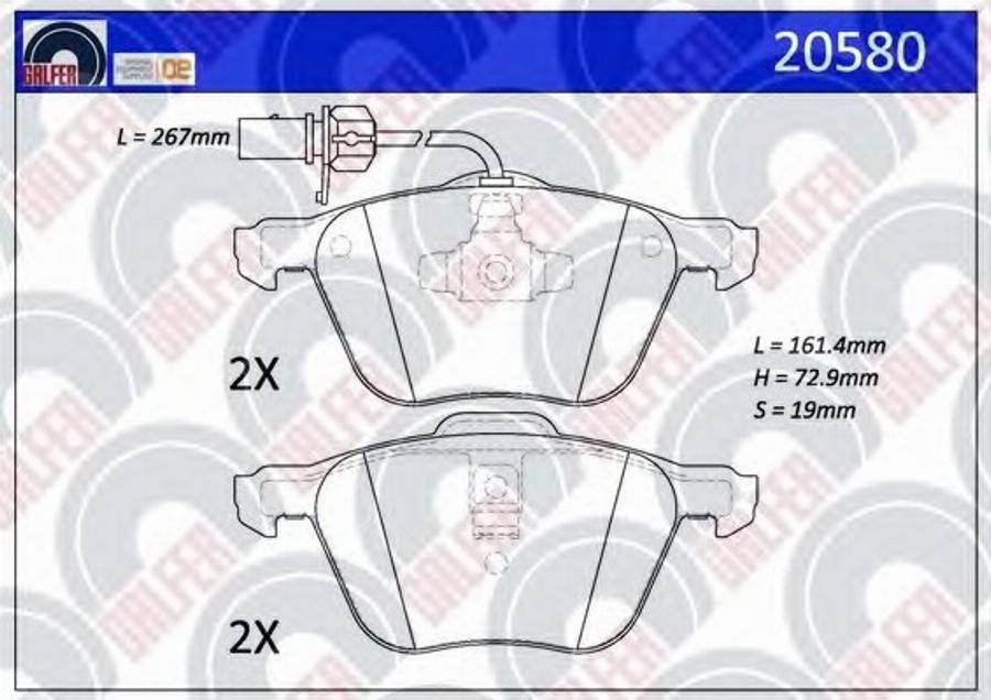 Galfer 20580 - Kit de plaquettes de frein, frein à disque cwaw.fr