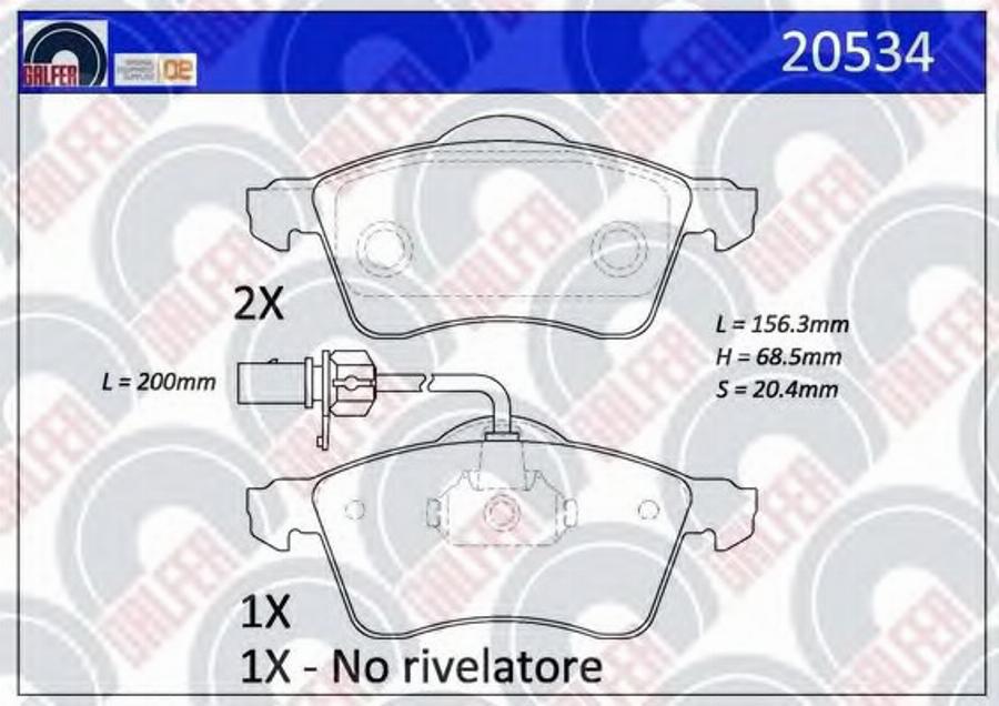 Galfer 20534 - Kit de plaquettes de frein, frein à disque cwaw.fr