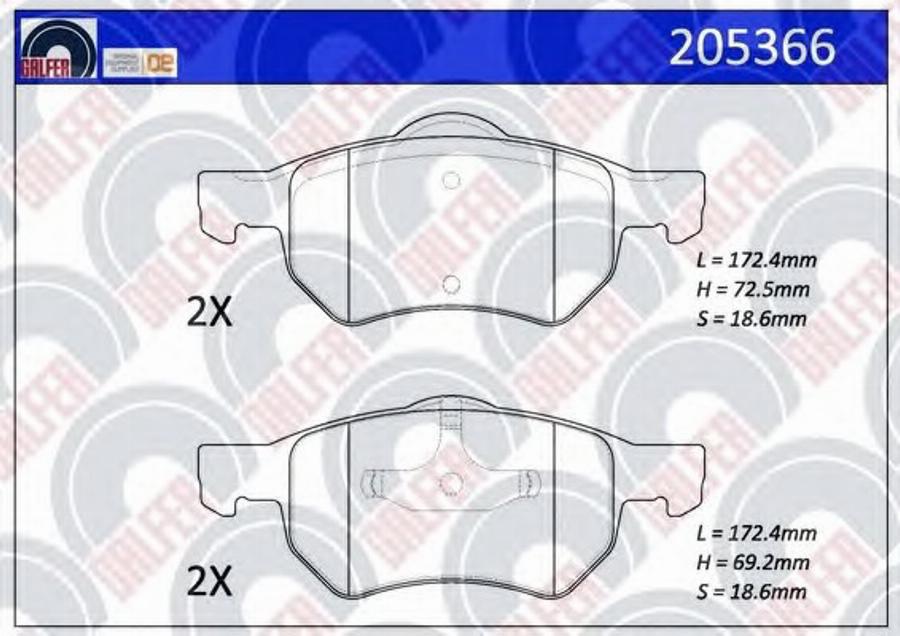 Galfer 205366 - Kit de plaquettes de frein, frein à disque cwaw.fr