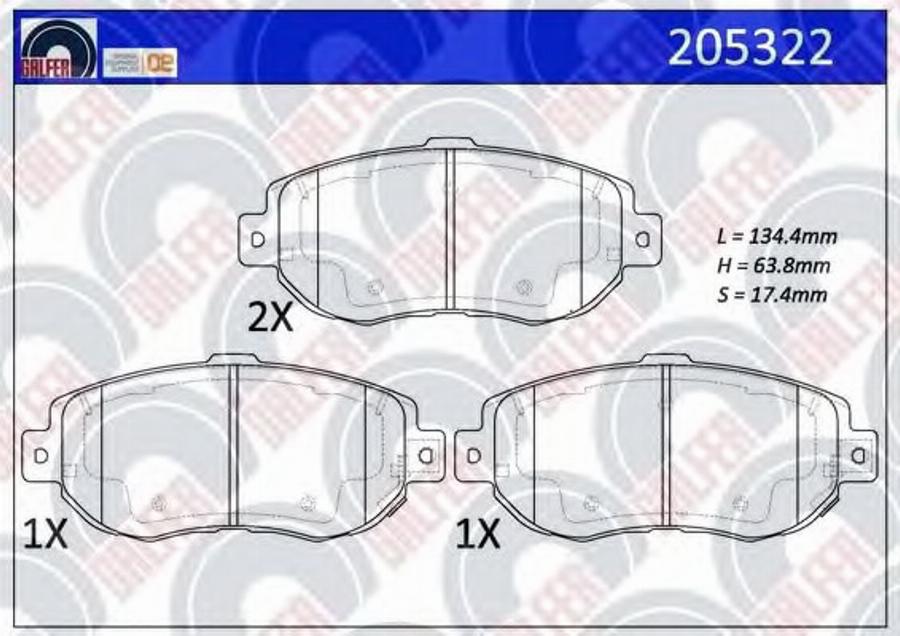 Galfer 205322 - Kit de plaquettes de frein, frein à disque cwaw.fr