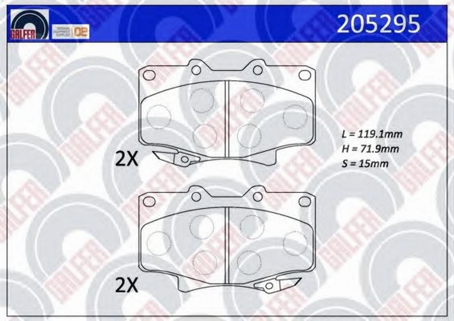 Galfer 205295 - Kit de plaquettes de frein, frein à disque cwaw.fr