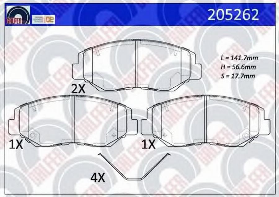 Galfer 205262 - Kit de plaquettes de frein, frein à disque cwaw.fr