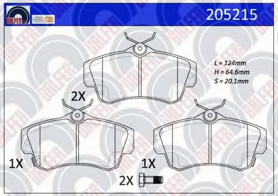 Galfer 205215 - Kit de plaquettes de frein, frein à disque cwaw.fr