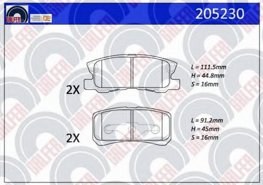 Galfer 205230 - Kit de plaquettes de frein, frein à disque cwaw.fr