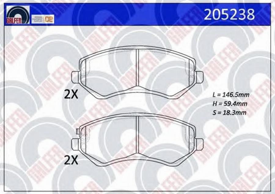 Galfer 205238 - Kit de plaquettes de frein, frein à disque cwaw.fr