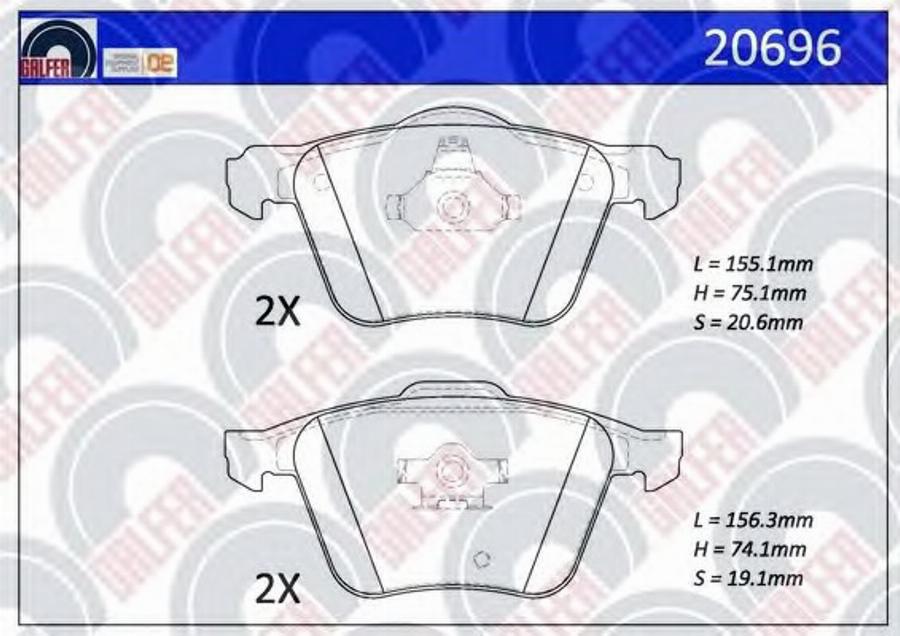 Galfer 20696 - Kit de plaquettes de frein, frein à disque cwaw.fr