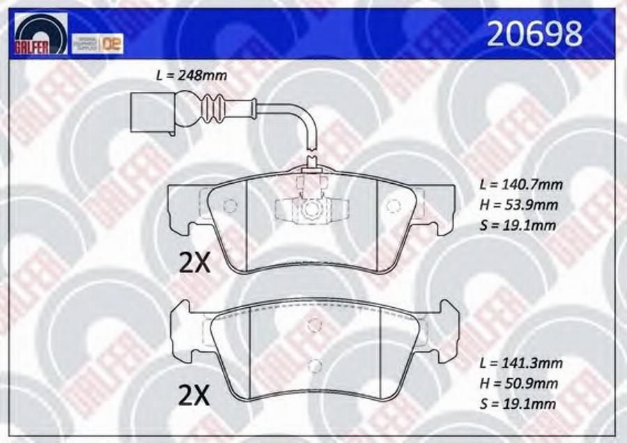 Galfer 20698 - Kit de plaquettes de frein, frein à disque cwaw.fr