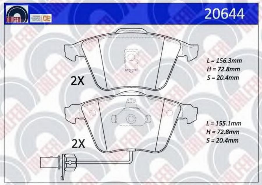 Galfer 20644 - Kit de plaquettes de frein, frein à disque cwaw.fr