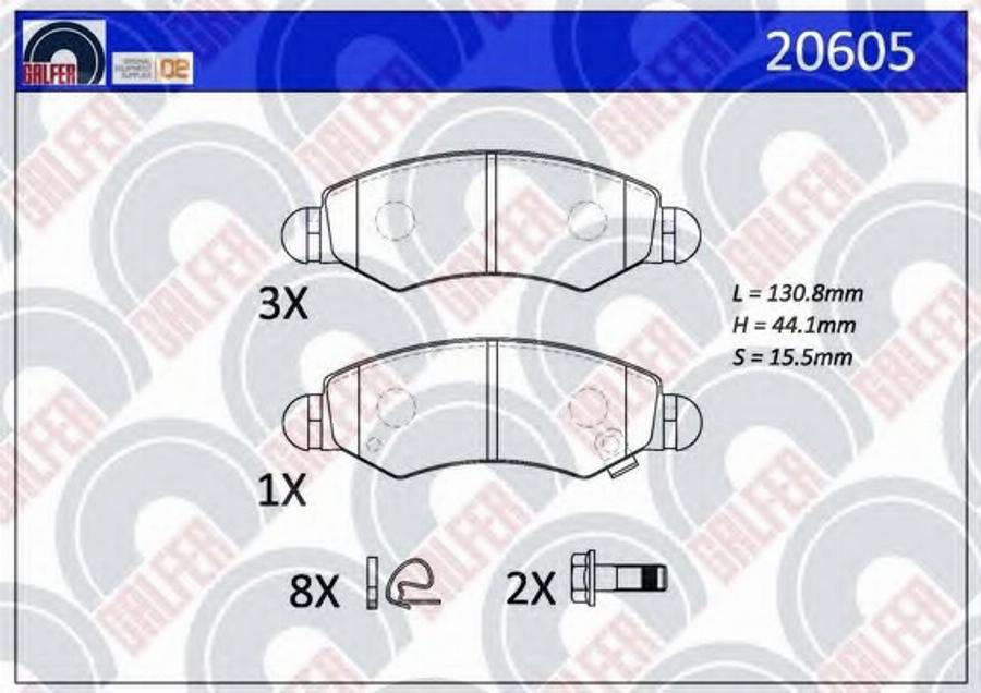 Galfer 20605 - Kit de plaquettes de frein, frein à disque cwaw.fr