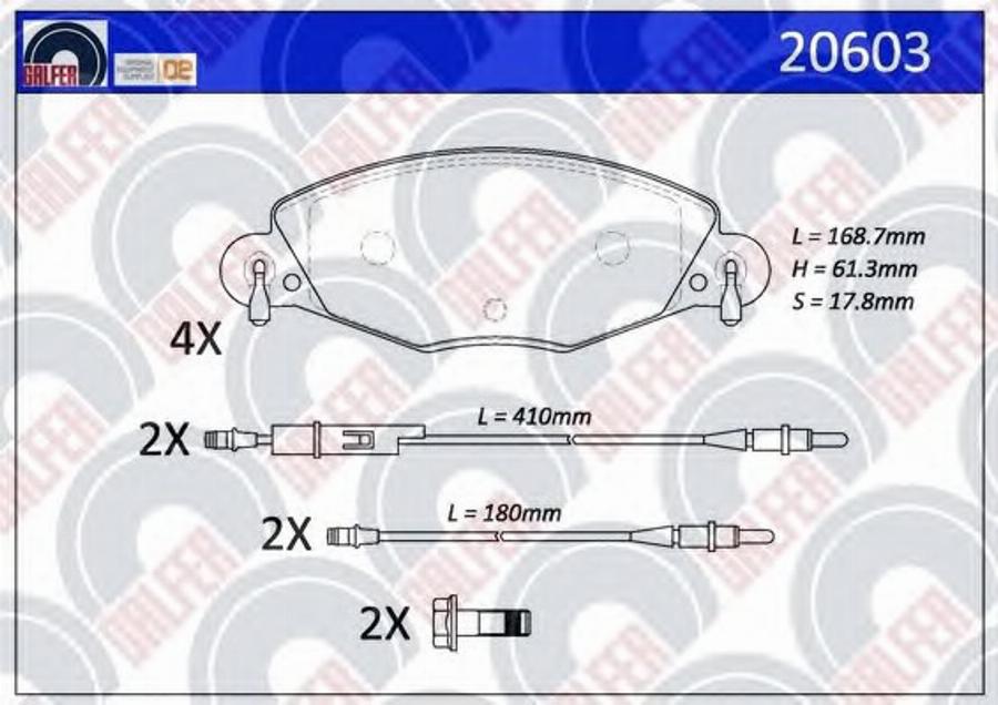 Galfer 20603 - Kit de plaquettes de frein, frein à disque cwaw.fr