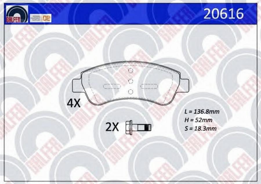 Galfer 20616 - Kit de plaquettes de frein, frein à disque cwaw.fr