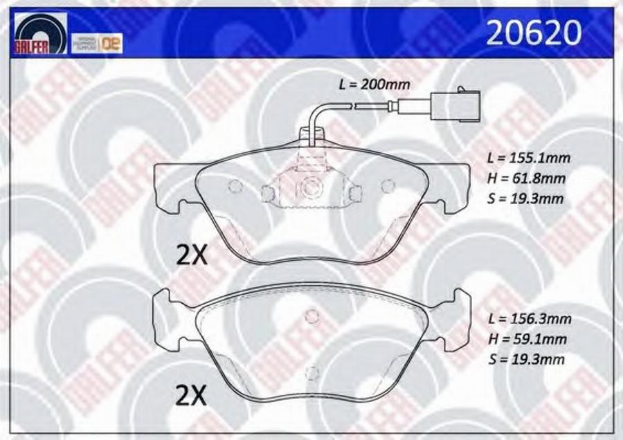 Galfer 20620 - Kit de plaquettes de frein, frein à disque cwaw.fr