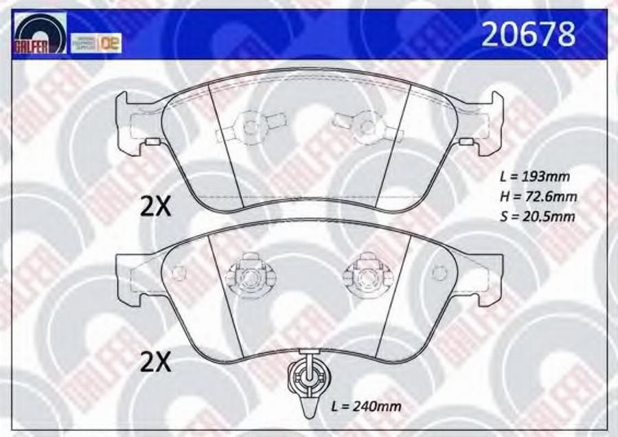 Galfer 20678 - Kit de plaquettes de frein, frein à disque cwaw.fr